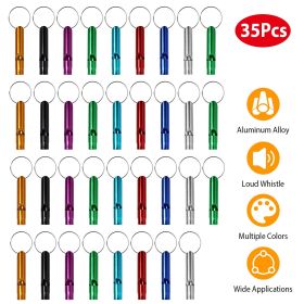 35Pcs Emergency Whistles Extra Loud Aluminum Alloy Whistle with Key Chain Ring for Camping Hiking Hunting Outdoor Sports Emergency Situations