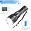 Super Bright LED Flashlight Waterproof Rechargeable Zoomable Tactical Torch Light Emergency Power Bank Support 3 Battery Types